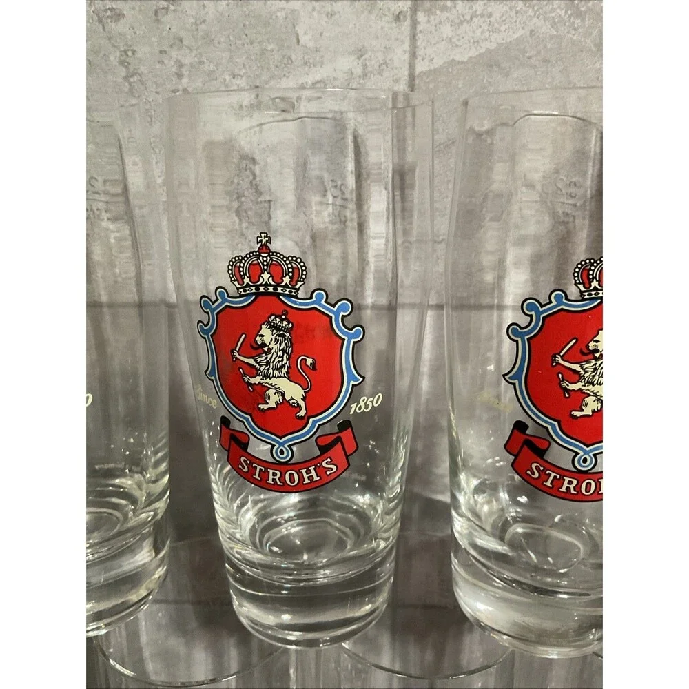 Lot of 7 STROH'S RASTAL PILSNER BEER GLASS, GLASSES, .25 LITER Vintage
